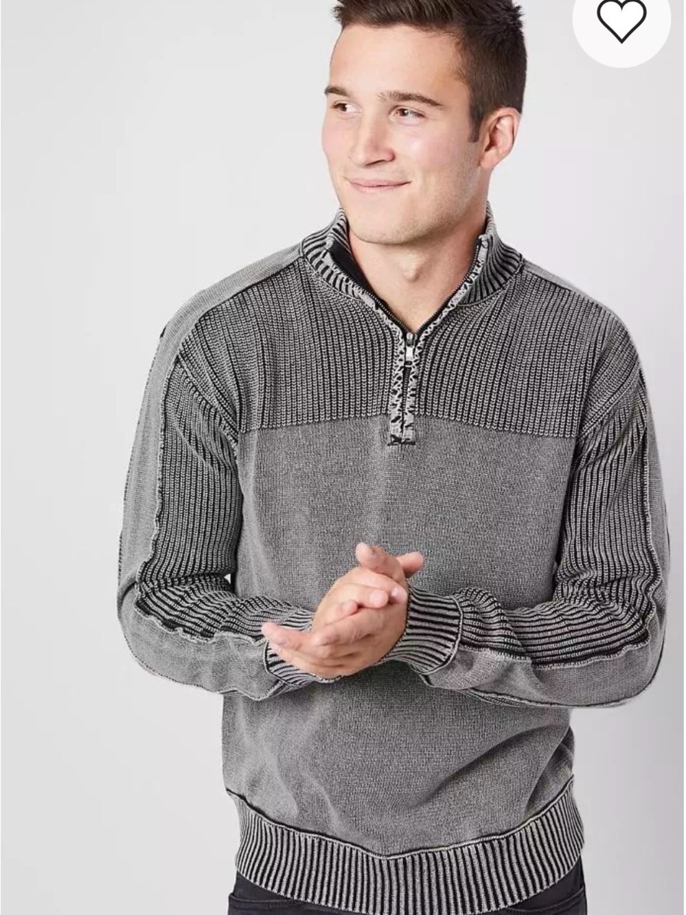 BKE Men’s XL Grey Quarter-Zip Knit Sweater Ribbed Accents Like New